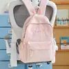 Mochila Escolar Cor Off-White com Bordado em Contraste Nova Leve para Alunos do Ensino Fundamental Médio e Superior Mochila para Viagens de Curta Distância