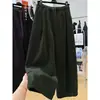 Calça de Veludo de Perna Larga para Mulheres, Novo Estilo Outono e Inverno, Cintura Elástica, Calça Casual com Forro de Lã, Calça Cropped Reta Solta Estilo Vovó