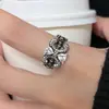 2026 Nuevo Producto Estilo Tendencia Nacional Anillo de Flor de Iris Retro Set Anillo Abierto Versátil Diseño de Nicho de Plata Vintage