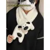 Luvas Femininas Outono e Inverno para Ciclismo à Prova de Frio Quentes Bonitas Pescoço Totalmente Cobertas Multidedos Estudante Neve Espessas Forradas com Lã Cachecol
