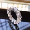 Anillo de Diamantes Redondo Fila Fila Moda Europea y Americana Plata S925 Chapado en Oro 50 Filas Fila Fila Diamante Edición Ancha Anillo de Diamante Simulado Huevo de Paloma Ovalado