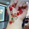 Pulseira de contas de data vermelha do ano de nascimento 2024 pulseira de cristal de pedra vermelha contas da sorte ano do Dragão contas de concha vermelha pulseira de Ano Novo