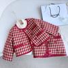 Nuevo Traje Acolchado de Invierno Estilo Coreano para Niña, Estilo Tweed Pied de Poule, Abrigo Grueso y Cálido para Bebé, Conjunto de Dos Piezas