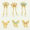 Colgante de mariposa de circonita incrustada en arenisca de larga duración, accesorios de collar DIY, accesorios de borla de esmalte