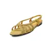 Sandálias rasteirinhas finas tecidas à mão para mulheres, sandálias de bico aberto, novas sandálias tecidas de verão com bico redondo estilo coreano, sapatos femininos da moda