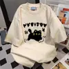 Camiseta Casual de Manga Corta Suelta de Dibujos Animados de Marca Moderna Retro Americana para Mujer Verano Oversize de Gama Alta