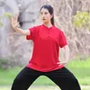 Novo Estilo Roupas de Tai Chi Femininas, Uniforme de Prática de Exercícios de Tai Chi e Oito Seções, Camisa de Tai Chi de Manga Curta para Verão, Estilo Masculino, em Estoque