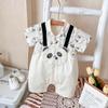 Roupas de bebê Recém-nascidos Meninos 'Verão Fino Terno de Uma Peça Falso Desenho Animado de Duas Peças Roupa de Manga Curta Bolsa Fart Suit