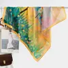 Estilo chino estilo pintura al óleo camelia moderno gasa 90 pañuelo cuadrado grande bufanda de seda para mujer bufanda de primavera y otoño con temperamento para combinar con camisa chal