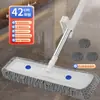 Mop Plano de Microfibra Chenille Mãos Livres Espessado para Piso de Madeira Mágico com Cerdas Longas Grande com Balde