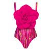 Traje de Baño Entero para Mujer 2024 Aliexpress Decoración de Flores Exageradas Traje de Baño de un Hombro Conjunto Estilo Caliente Transfronterizo 2912