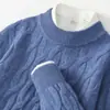 Suéter de Lana de Cuello Alto Medio para Hombre Otoño e Invierno Suéter Cálido Engrosado para Hombre Talla Grande Casual Tejido de Punto Jersey de Fondo Torcido
