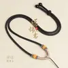 Colar com Cordão para Pingente de Abacaxi Champagne de Alta Qualidade Feito à Mão com Fivela de Âmbar e Jade Pingente de Guanyin Acessório de Cordão Cordão