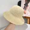 Chapéu de Pescador Vazado para Mulheres, Chapéu de Palha com Proteção Solar para Viagens de Verão e Férias, Aba Larga para Proteger a Cabeça, Chapéu de Sol Anti-UV