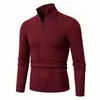 Comercio Electrónico Transfronterizo Novedad Moda Masculina Casual Versátil Suéter de Punto con Media Cremallera Capa Base