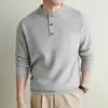 Suéter de Tricô Henley Pesado 460g, Novo Modelo 2026, Suéter Espesso, Estilo Casual, Moderno e Confortável, Disponível para Dropshipping