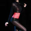 Medias Brillantes tipo Aceite de Arcoíris, Body Ajustado, Delgado y Brillante, Cintura Sexy de Encaje, Body Transparente con Aberturas Lencería Erótica