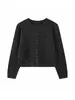 Nuevo suéter de lana Loufu estilo japonés urbano para otoño e invierno, cuello redondo, con botones de presión metálicos, top casual cómodo para mujer