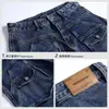 Jeans Retrô de Lenhador para Pais Jeans Solto Elástico Rasgado Perna Reta Multi-Bolsos Primavera e Outono Roupa de Trabalho Jeans Calças Tendência