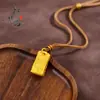 Tienda de Oro Réplica Estilo Antiguo Oro Arena Sello Patrón Nube Taoísta Script de Sello Colgante, Nuevo Estilo Chino Patrón Martillo Barra de Oro Pequeña Collar