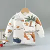 Nuevos Tops Térmicos de Tres Capas para Niños para Primavera, Otoño e Invierno, Cárdigans Acolchados de Algodón para Niños y Niñas, Camisas de Manga Larga de Otoño para Bebés, Camisetas de Capa Base