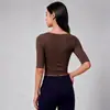 Top de Yoga Ajustado para Mujer con Mangas Cortas y Corte Cropped - Elástico, Amigable con la Piel, Favorecedor, Camiseta Versátil de Capa Base Deportiva