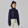 Chaqueta de Forro Polar Personalizada Transfronteriza para Mujer Cuello Alto Cremallera Corta Cárdigan Sudadera de Forro Polar Pedido de Comercio Exterior Procesamiento OEM