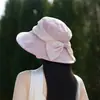 Chapéu Estilo Coreano para Mulheres, Chapéu de Pescador Respirável com Proteção Solar para Primavera e Verão, Chapéu de Tecido Fashion com Laço, Novo Chapéu Bucket Versátil