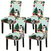 Funda de Silla Nueva Transfronteriza Navidad Fondo Negro Estampado de Muñeco de Nieve Funda para Silla de Comedor Decoración Festiva para el Hogar Funda de Silla Todo Incluido