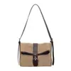 Bolso de hombro de alta gama, estilo francés, vintage, con un diseño único, gran capacidad, material de lona, color-blocking y adecuado para ir al trabajo.; un bolso bandolera elegante para mujer