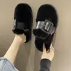 Pantuflas de Piel Baotou para Mujer Ropa de Exterior 2026 Nuevo Otoño/Invierno Suela Gruesa Hebilla Felpa Suela Suave Antideslizante Moda Pantuflas de Algodón