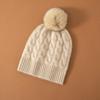 Gorro de cachemira para mujer, otoño e invierno, tejido engrosado, color sólido, bola de lana de moda, gorro de punto de lana, 2024