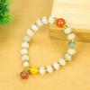 Pulseira de Jade Hetan Dourado Xinjiang Contas Redondas Masculina e Feminina Pulseira de Esmeralda Tianshan Pulseira de Quartzito Daquan Atacado
