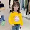 H2304 # Camiseta da Moda Infantil para Meninas, Algodão Puro Manga Longa Primavera e Outono 2025 Estilo Coreano Top, Camiseta Básica para Meninas.