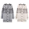 Exportación Transfronteriza Ropa de Mujer Otoño e Invierno 2025 Estilo Europeo y Americano Chaqueta de Punto Jacquard con Capucha y Botones de Cuerno para Mujer E75087