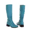 Botas de couro de cano alto com bico redondo para outono e inverno, botas de moda versáteis para mulheres, sola de borracha, antiderrapante, salto médio, leves, botas femininas plus size