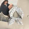 Pañuelo Cuadrado Pequeño Floral Artístico Estilo Coreano de 53 cm, Pañuelo de Algodón Lino Seda para Mujer, Pañuelo Delgado para la Cabeza, Chal Protector Solar, Ropa de Abrigo