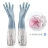 Luvas para Casa Luvas de Limpeza Luvas de Borracha Escova para Panelas de Cozinha Luvas Transparentes para Lavar Louça Espessadas para Lavanderia