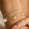 Joyería Transfronteriza Europea y Americana de Acero Inoxidable Nuevo Pulsera con Colgante Hueco en Forma de Mariposa para Mujer, Pulsera de Playa Moderna y Sencilla