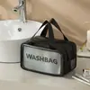 Bolsa de Maquiagem Tendência em PVC Estilo Coreano Portátil Organizador de Armazenamento de Viagem Grande Capacidade Transparente Impermeável Necessaire