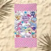 Toalla de Playa Sanrio Patrón de Dibujos Animados para Niños Gato Kitty Estampado Toalla de Baño Microfibra Secado Rápido para la Playa Toalla de Natación