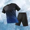 Traje Deportivo Casual de Gradiente para Pareja de Verano, Traje Transpirable de Seda Helada, Ropa Deportiva de Talla Grande de Moda Casual para Hombres y Mujeres