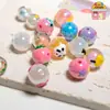 Cuentas Pintadas a Mano, Lindas Cuentas de Cadena para Celular DIY Chapadas Multicolor, Mapache de Dibujos Animados con Goteo de Aceite, Corazón, Cachorro, Cuentas de Flor