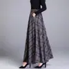 Moda Femenina Versátil Nueva Otoño/Invierno 2026 Falda de Lana a Cuadros de Cintura Alta Línea A Larga Falda Acampanada Falda Paraguas