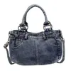 Bolsa Transversal de Sarja Lavada Retrô para Mulheres 2025 Nova Bolsa da Moda Tendência Casual Versátil para Trabalho Bolsa de Ombro