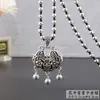 Explosiones en Vivo Estilo Étnico Corre en el Tiempo Cadena de Lana de Flor Collar Largo Plata de Xizang Candado de Larga Vida Colgante de la Riqueza del Cuarteto