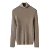 Suéter de tricô feminino básico, justo, afina a silhueta, gola alta de pelo, cor sólida simples, sem costura, roupas de primeira linha, outono e inverno