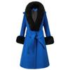 Casaco de Lã de Comprimento Médio Elegante Estilo Coreano Inverno Novo Roupa Feminina Casaco com Gola de Lã Imitação Raposa