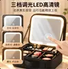 Nova Bolsa de Maquiagem LED de Grande Capacidade com Espelho, Caixa de Armazenamento Cosmético Portátil para Viagens de Negócios e Viagens