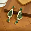 Pendientes Largos de Cristal Exagerados de Estilo Europeo y Americano, Moda de Pasarela, Pendientes Triangulares Geométricos de Gama Alta Únicos al por Mayor